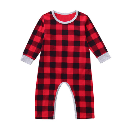 Infant Baby Boys Girls Christmas Santa XMAS Letter Plaid Romper Jumpsuit Outfits baby clothes winter clothe