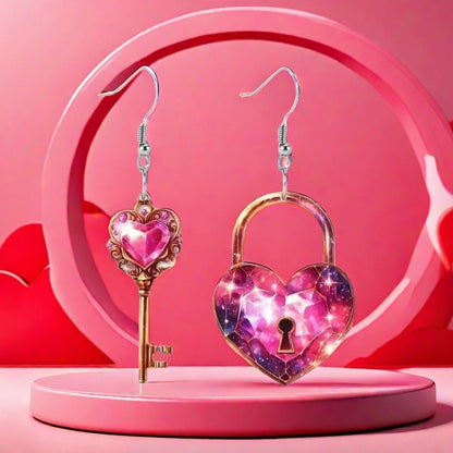 Romantic Key Heart Lock Acrylic Types A And B Earrings