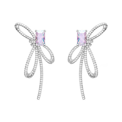 Aurora Ribbon Bow Small Sugar Cube Earrings