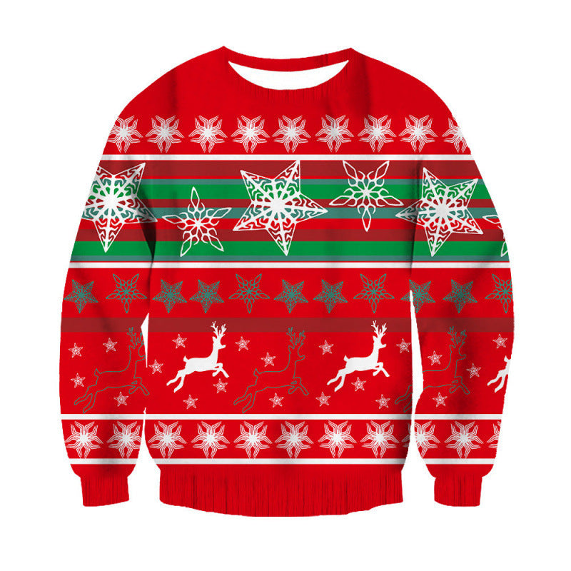 Snowflake Men's Clothing Long Sleeve Crew Neck Sweater