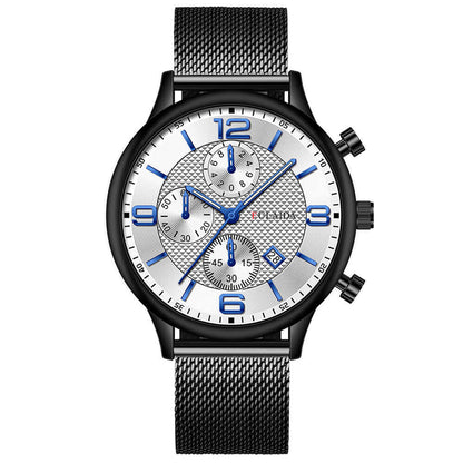 Mesh Strap Calendar Quartz Simple Casual All-match Men's Watch