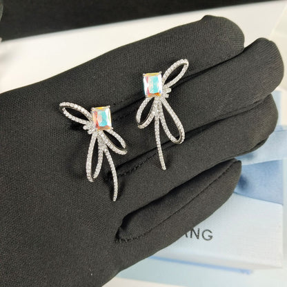 Aurora Ribbon Bow Small Sugar Cube Earrings