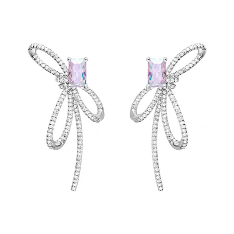 Aurora Ribbon Bow Small Sugar Cube Earrings